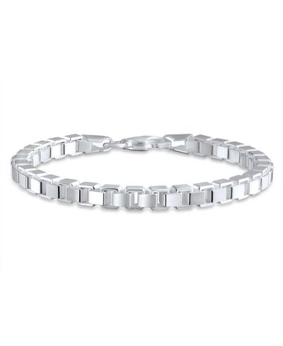 Bling Jewelry Solid Strong .925 Sterling Silver Venetian Square Box Link Chain Bracelet