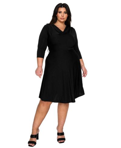 L I V D Plus Size Amoretti Cowl Neck Flare Dress
