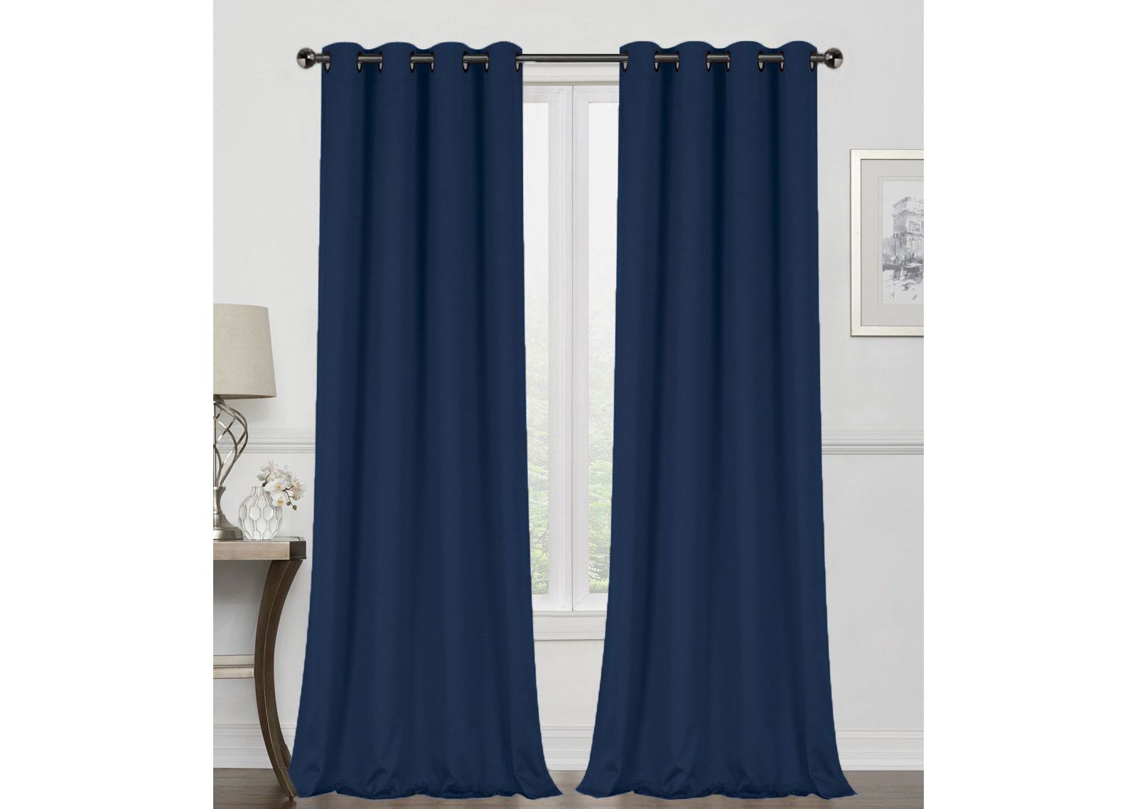 Kate Aurora 2 Piece For Extra Long Windows Grommet Top Blackout Curtain Panels - 95 in. Long