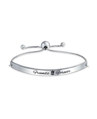 Bling Jewelry Inspirational BFF Saying Best Friends Forever ID Bolo Bracelet .925 Sterling Silver