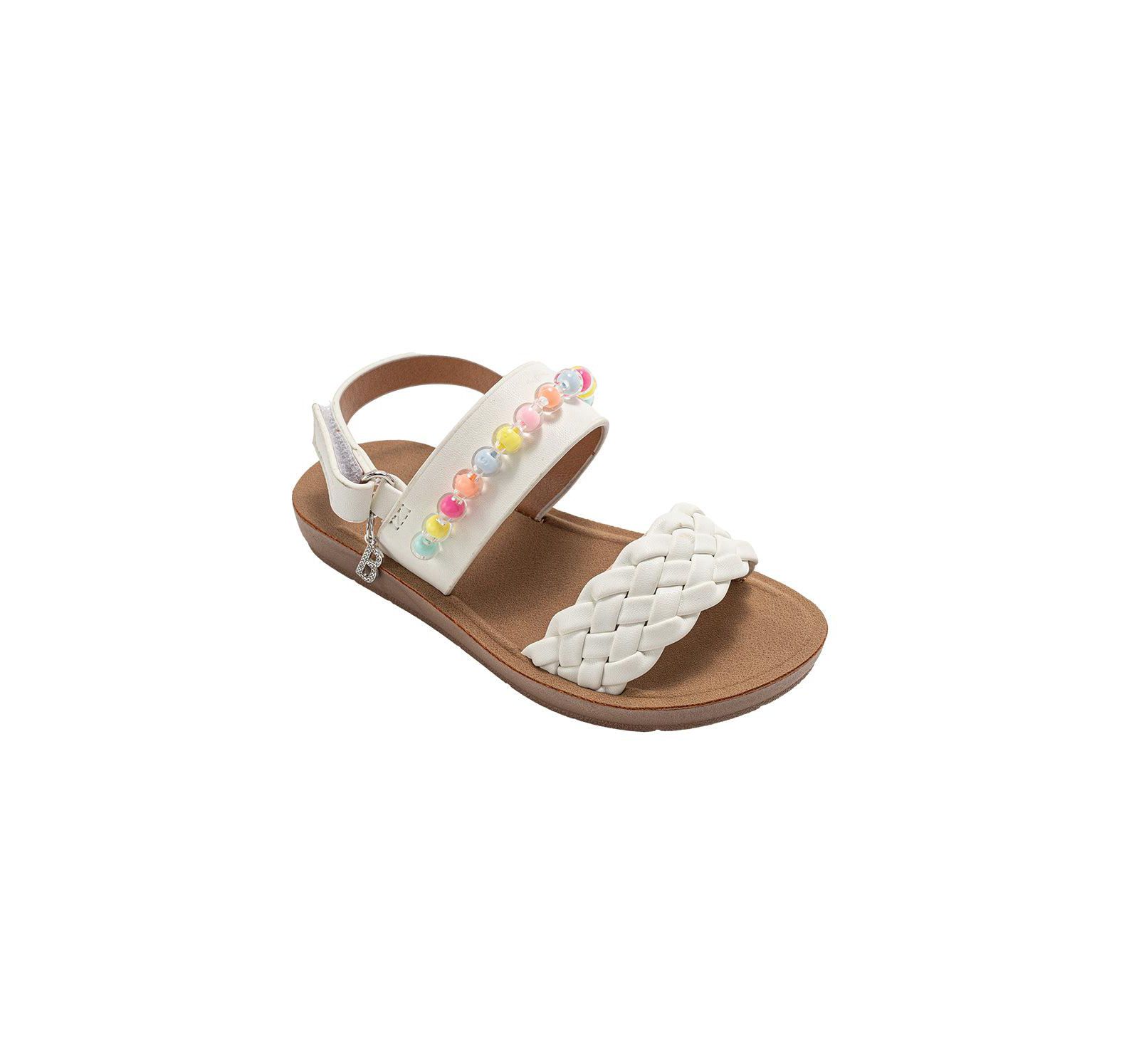 Bebe Little Girls Girl's  Fashion Sandals Woven Vamp Style with Beads and Logo Charm
