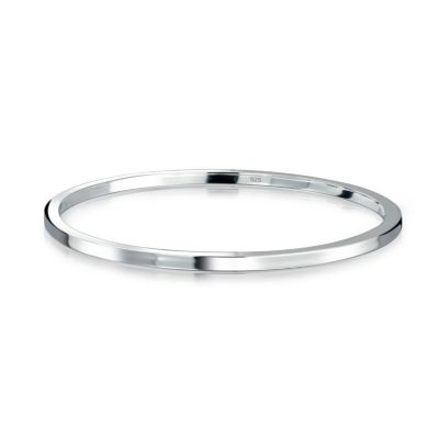 Bling Jewelry Classic Plain Solid 2MM Flat Edge Stackable .925 Sterling Silver Bangle Bracelet
