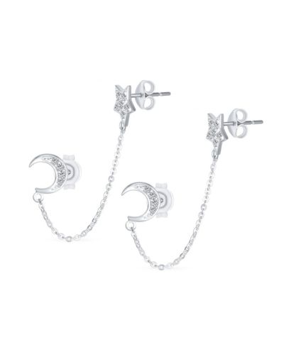 Bling Jewelry серьги с луной и звездами из серебра 925