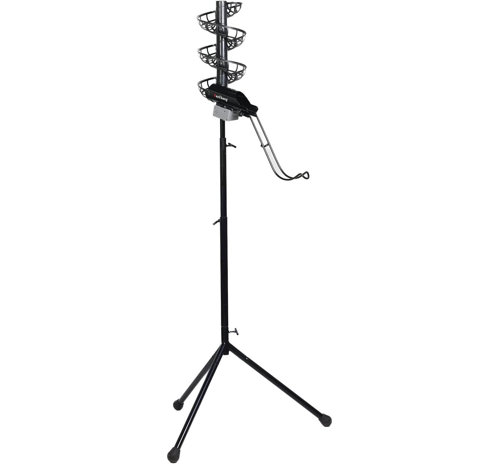 Furlihong Automatic Baseball Pitching Machine Feeder and Soft Toss Trainer 2 in 1 System w/ Height Adjustable Base and Extendable Ball Stacker
