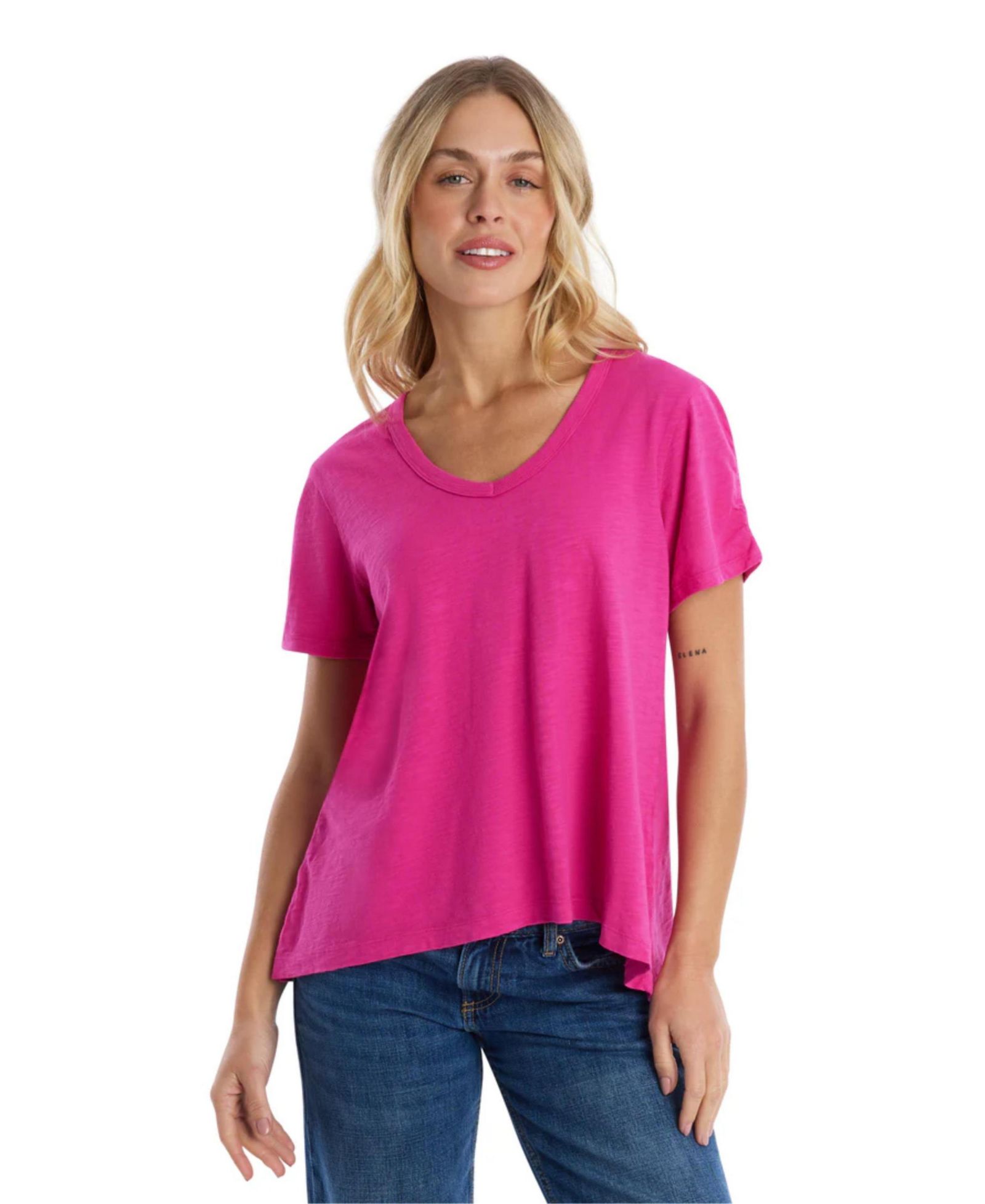 WILT Women's Clothing Ruched Sleeve Tee