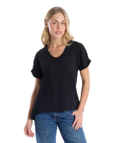WILT Women's Clothing Ruched Sleeve Tee