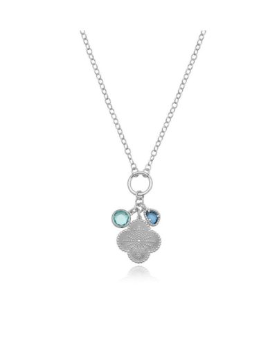 The Lovery Clover Blue Charm Necklace Sterling Silver