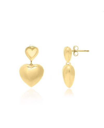 Серьги-подвески The Lovery Double Heart, позолоченное стерлинговое серебро 14K