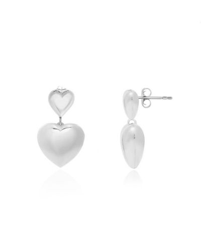 The Lovery серьги-подвески Double Heart Drop из Sterling Silver