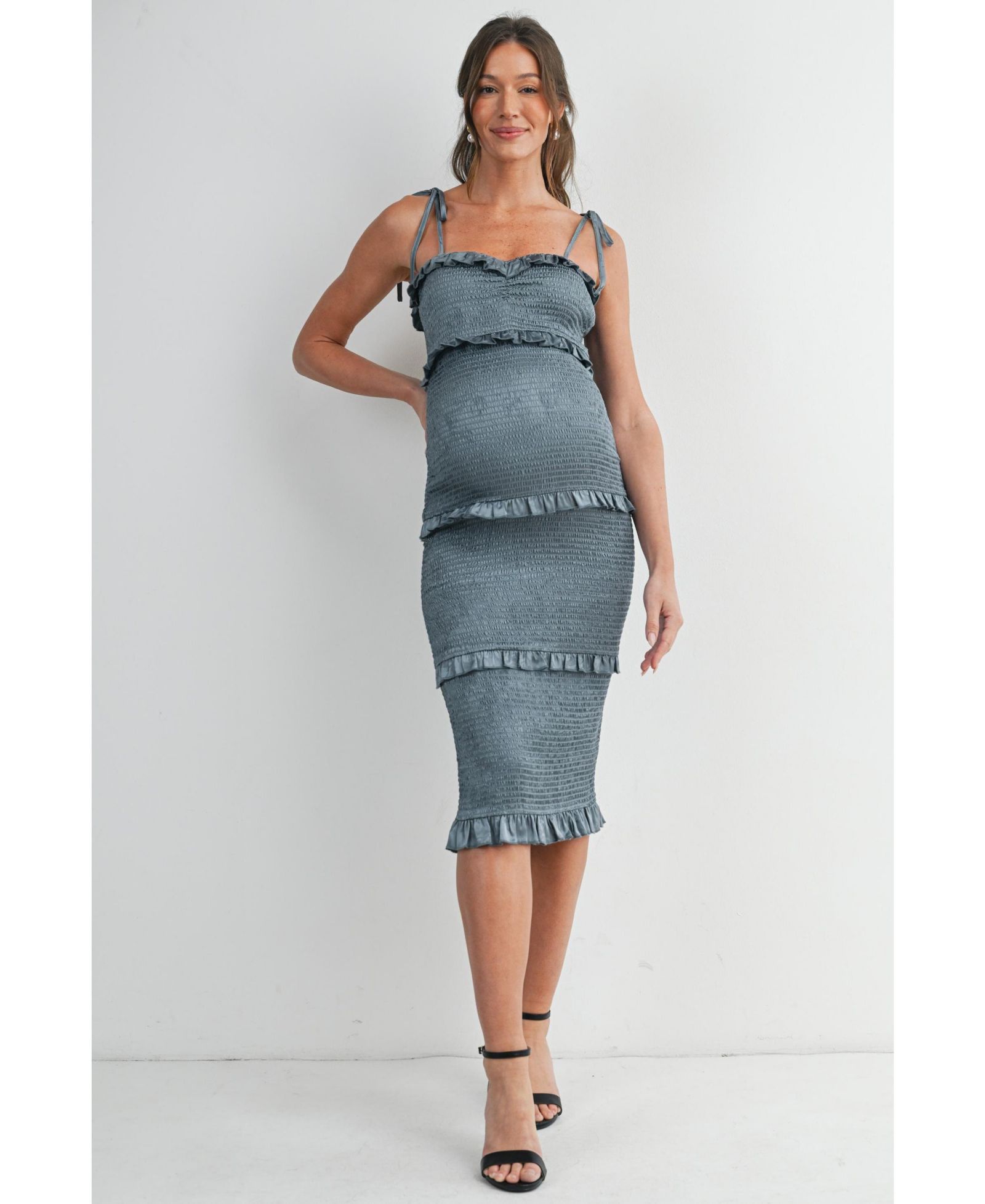 Женское платье Hello Miz Maternity Smocked Bodycon Midi с рюшами
