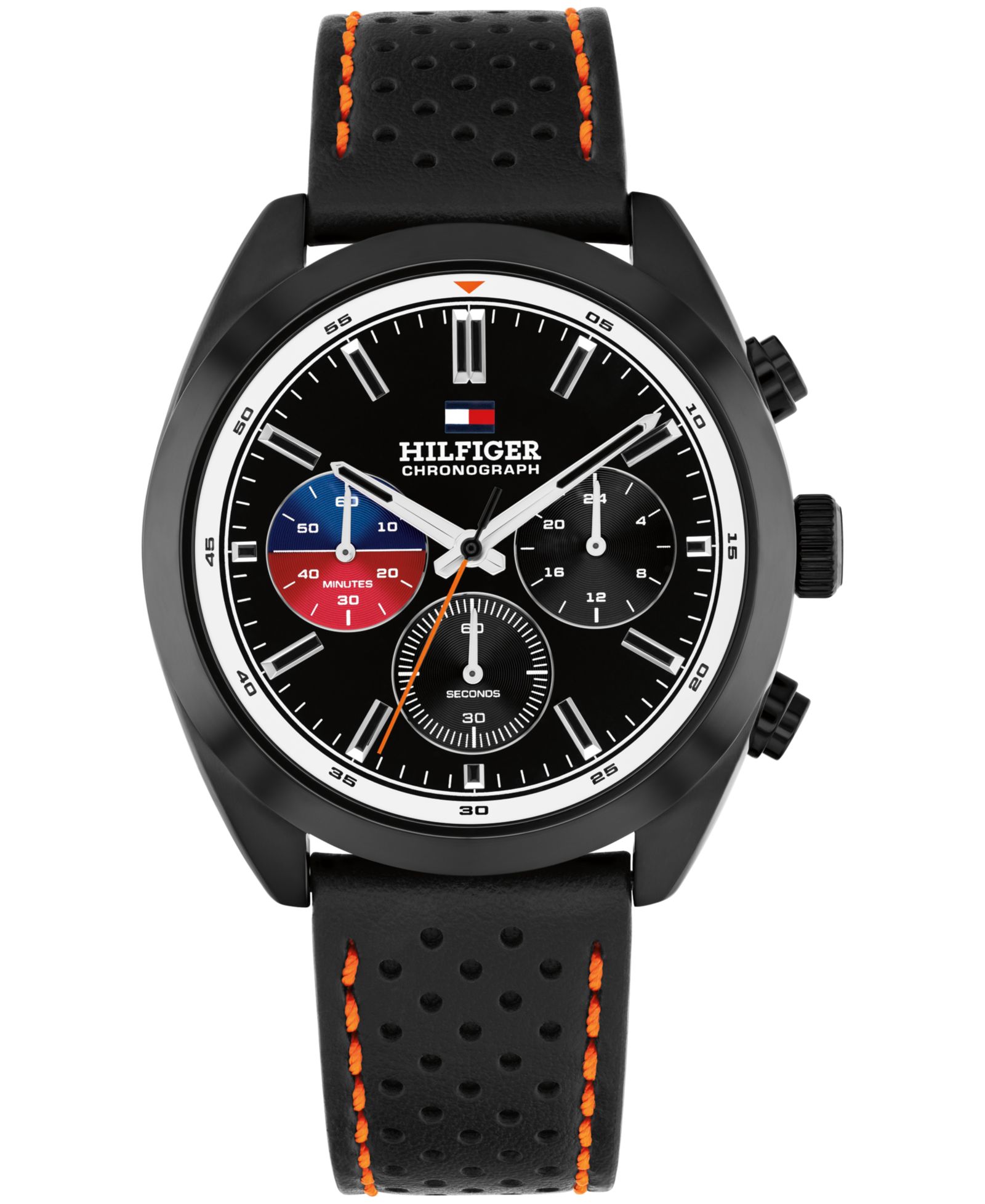 Часы Tommy Hilfiger Men's Chronograph Black Leather Strap, 40mm