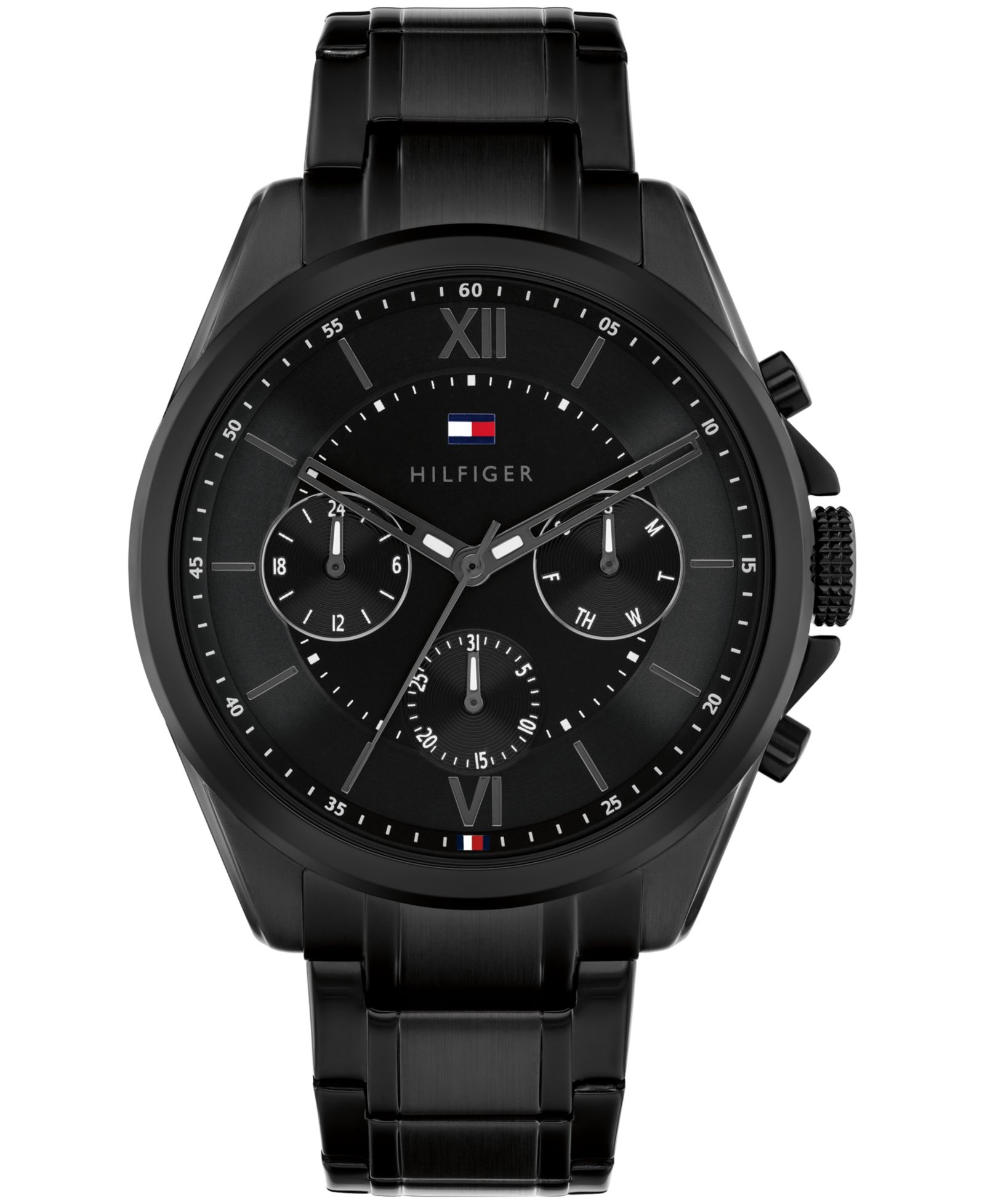 Мужские наручные часы Tommy Hilfiger Multifunction, черная сталь IP, 42mm