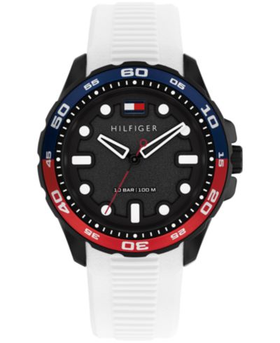 Tommy Hilfiger Men's Quartz White Silicone Strap Watch, 40mm