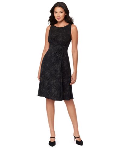 Body by Miraclesuit Women's Skylights Starburst-Print Round Neck Midi Shaping Dress