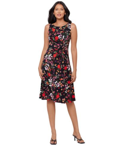 Body by Miraclesuit Women's Botanical Floral Scoop Neck Midi Shaping Dress