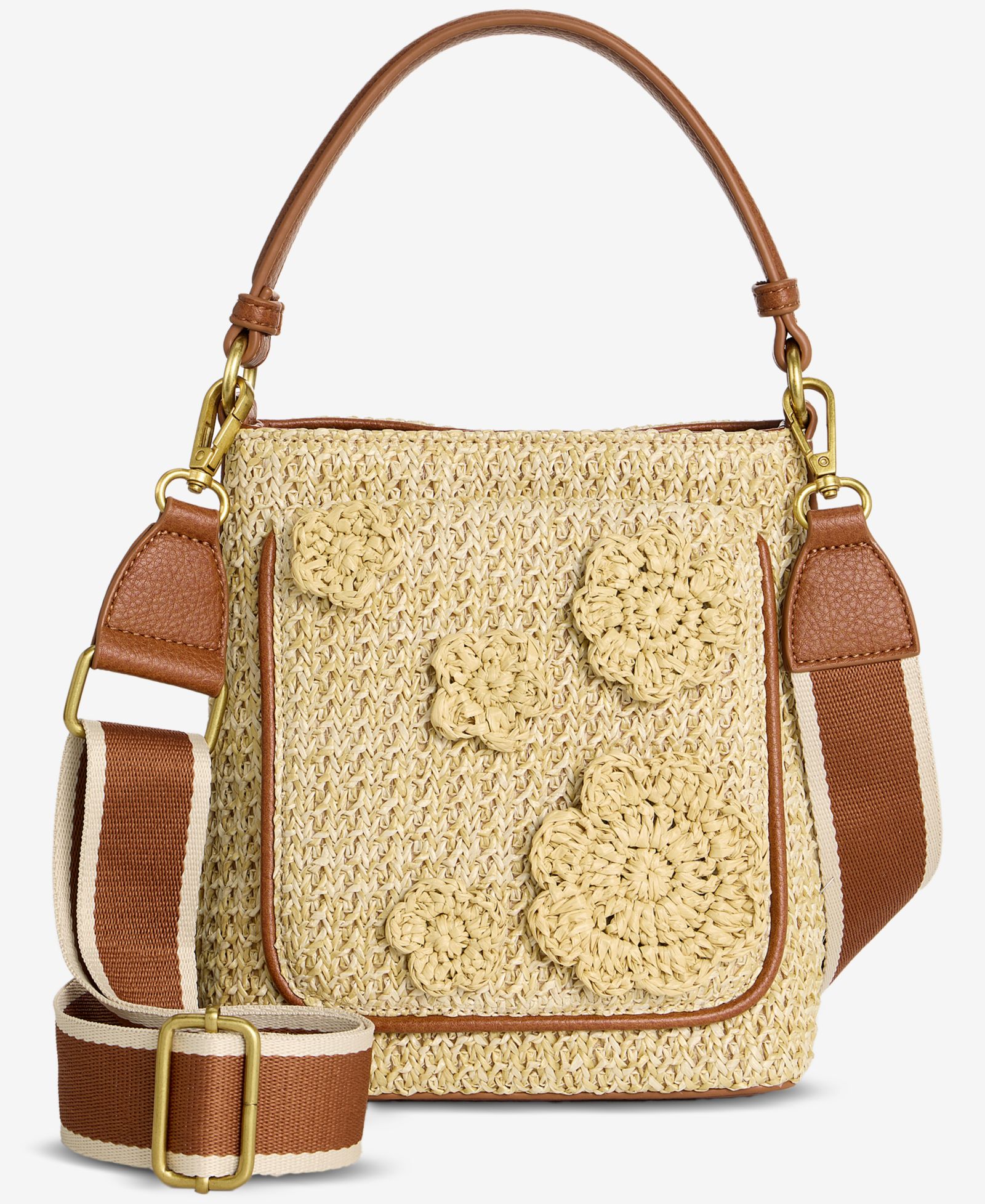 Style & Co Floral Straw Applique Bucket Bag, Macy's Exclusive
