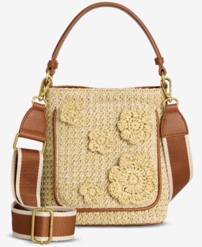 Style & Co Floral Straw Applique Bucket Bag, Macy's Exclusive