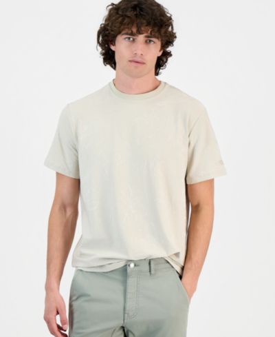 GUESS Men's Jacquard Allover Crewneck T-Shirt