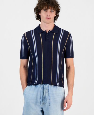 Мужская рубашка-поло GUESS Intarsia Striped Short-Sleeve Polo Shirt