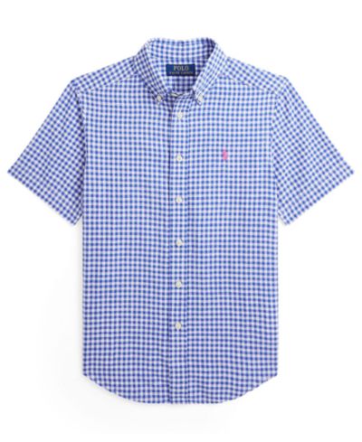 Рубашка Polo Ralph Lauren Big Boys' 8-20 Plaid Linen Short-Sleeve