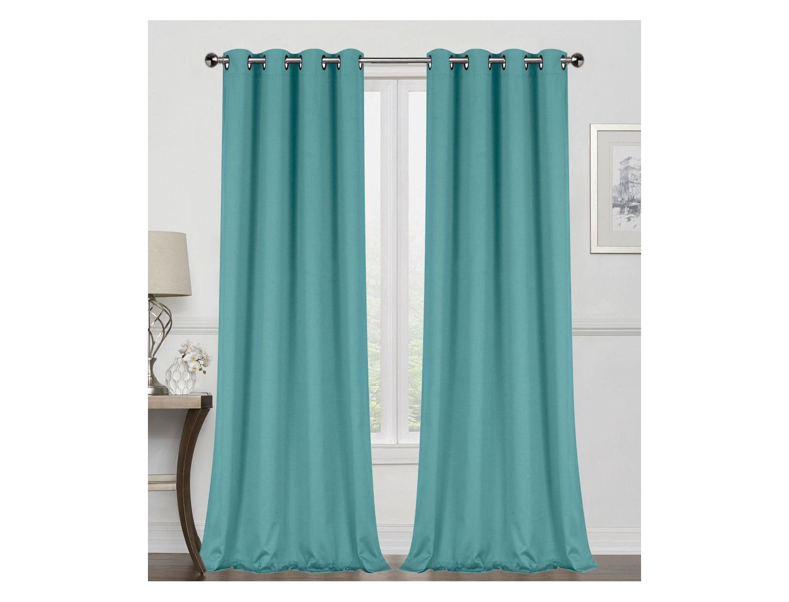 Шторы Kate Aurora Teal 2 Piece Grommet Top Blackout для длинных окон