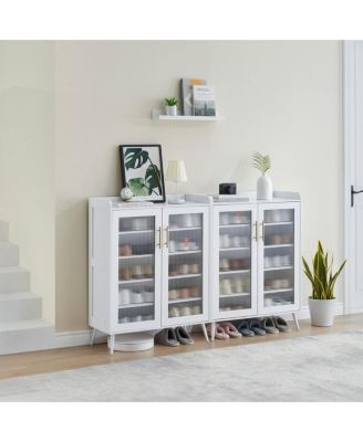 gaomon 2 Pack of 5-Tier Shoe Cabinet Storage for Entryway Shoe Rack Organizer with Glass Doors Detachable Shoe Shelf for Hallway Closet Living Room