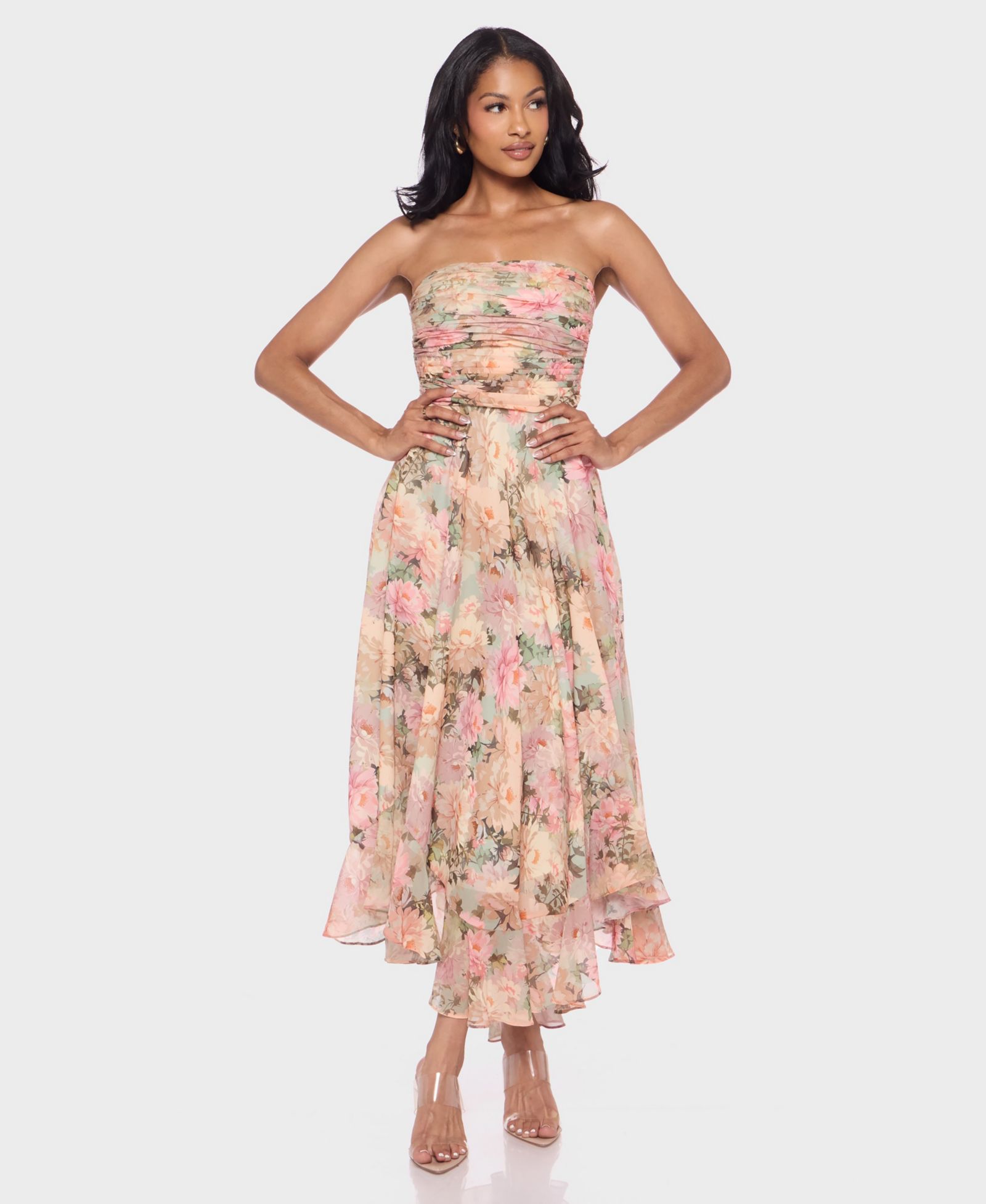 Alex & Sophia Juniors' Strapless Printed Dress