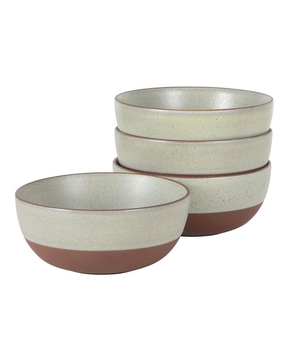 Gibson Home William Crest 4 Piece Cereal Bowl Set, 6.25 inch Round Stoneware Reactive Bowls, Soup, Dessert & Snack Bowls