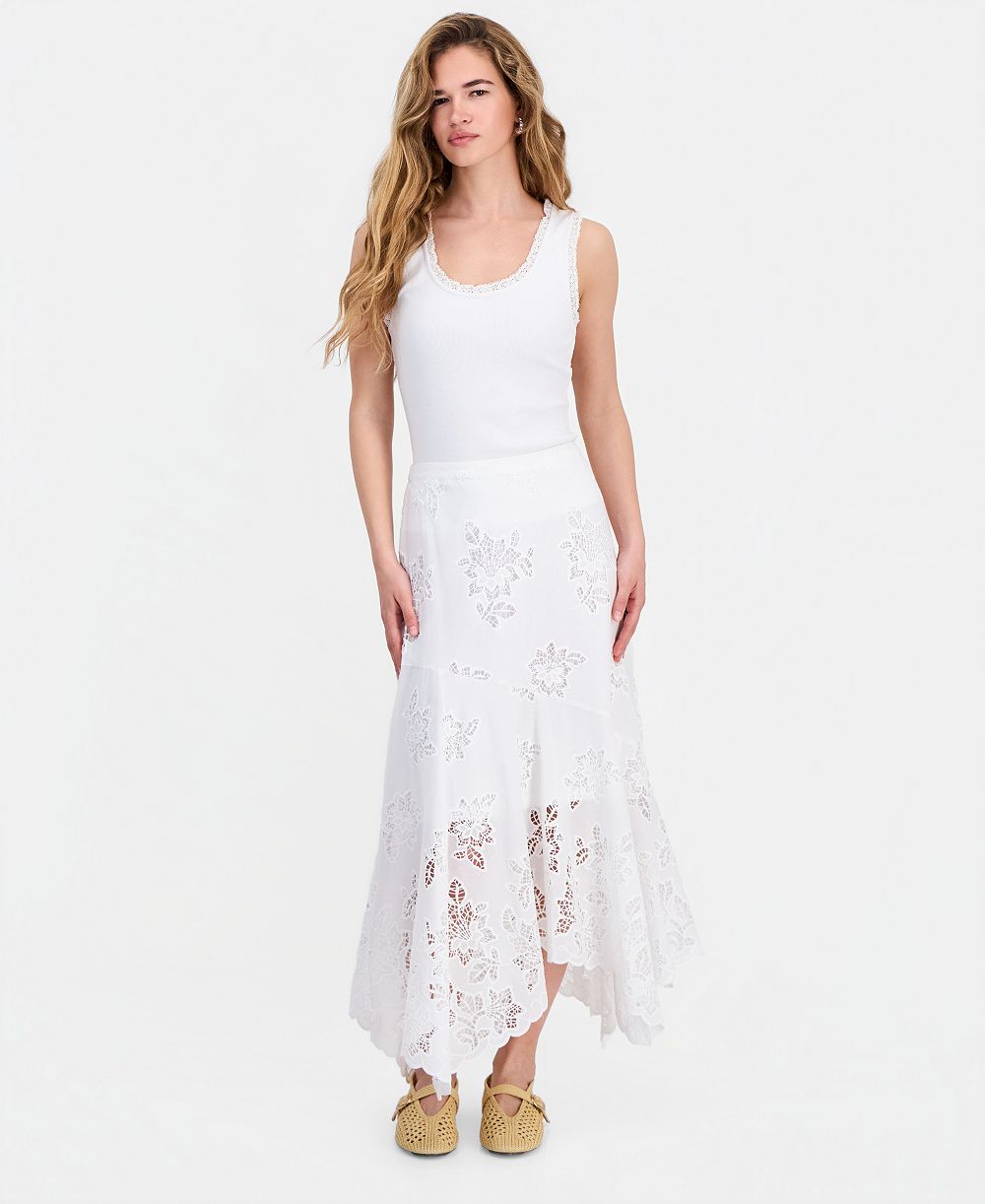 And Now This Petite Asymmetric Floral Cutwork Pull-On Skirt, Macy's Exclusive