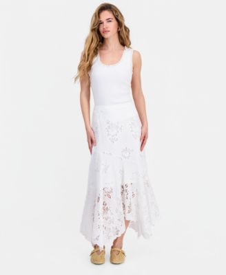 And Now This Petite Asymmetric Floral Cutwork Pull-On Skirt, Macy's Exclusive