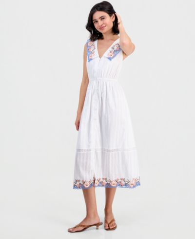 Женское макси-платье And Now This Petite Cotton Embroidered Collar