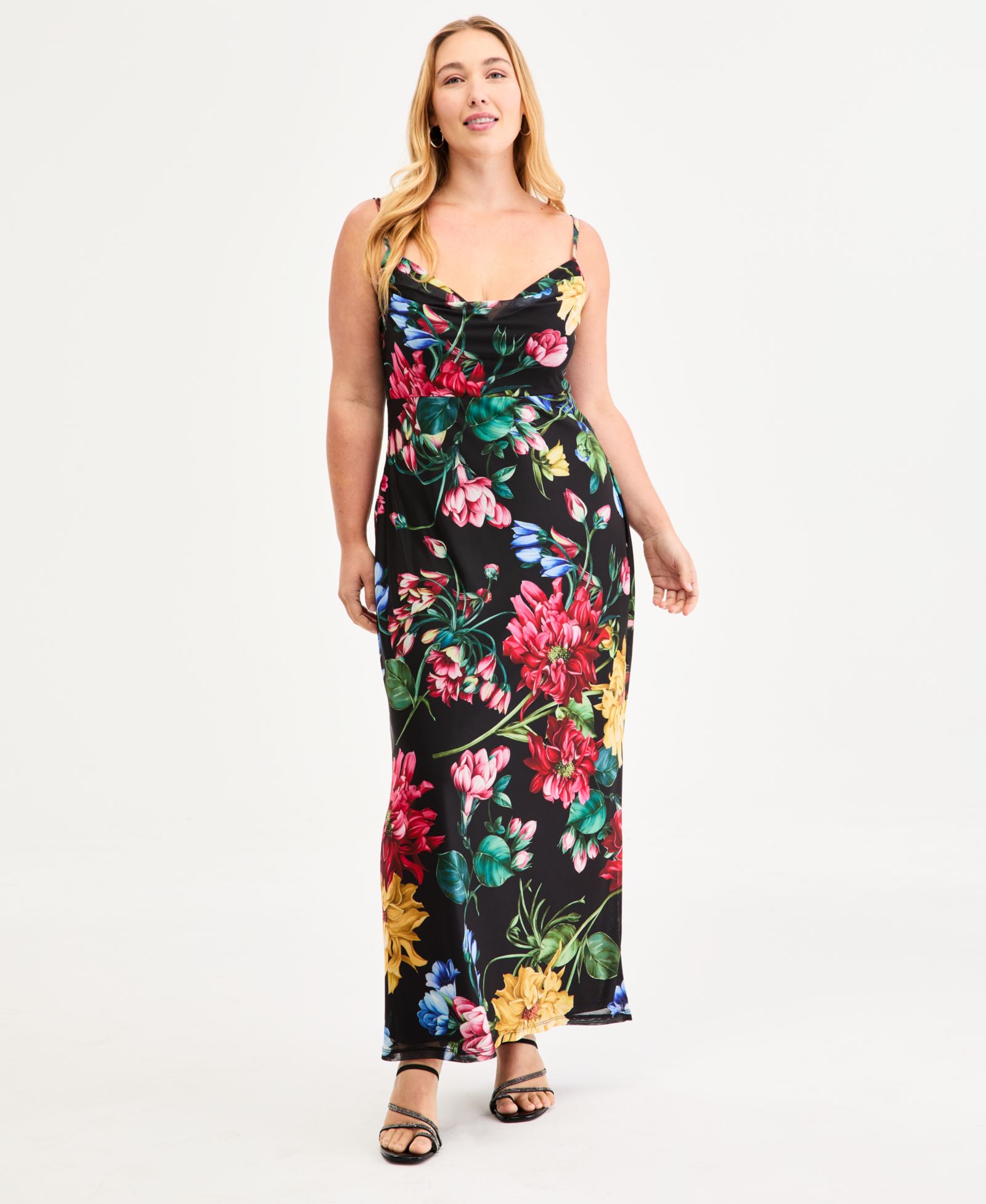 B Darlin Trendy Plus Size цветочное платье макси с вырезом лодочкой