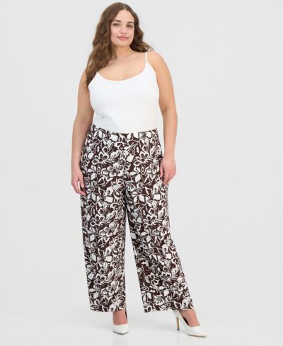 Anne Klein Essentials Plus Size Pull-On Wide-Leg Pants