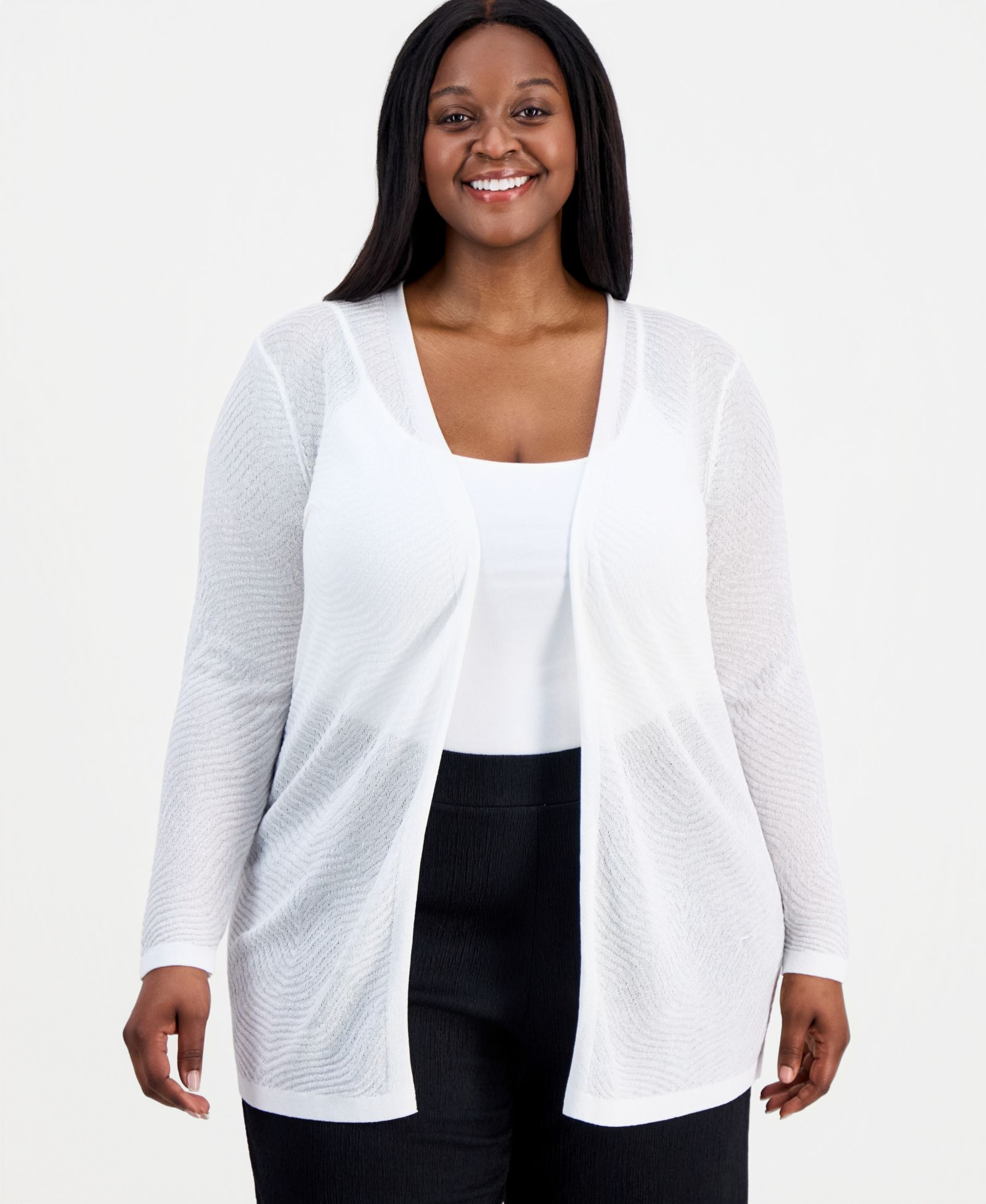 Кардиган Anne Klein Plus Size Semi-Sheer Textured-Pattern