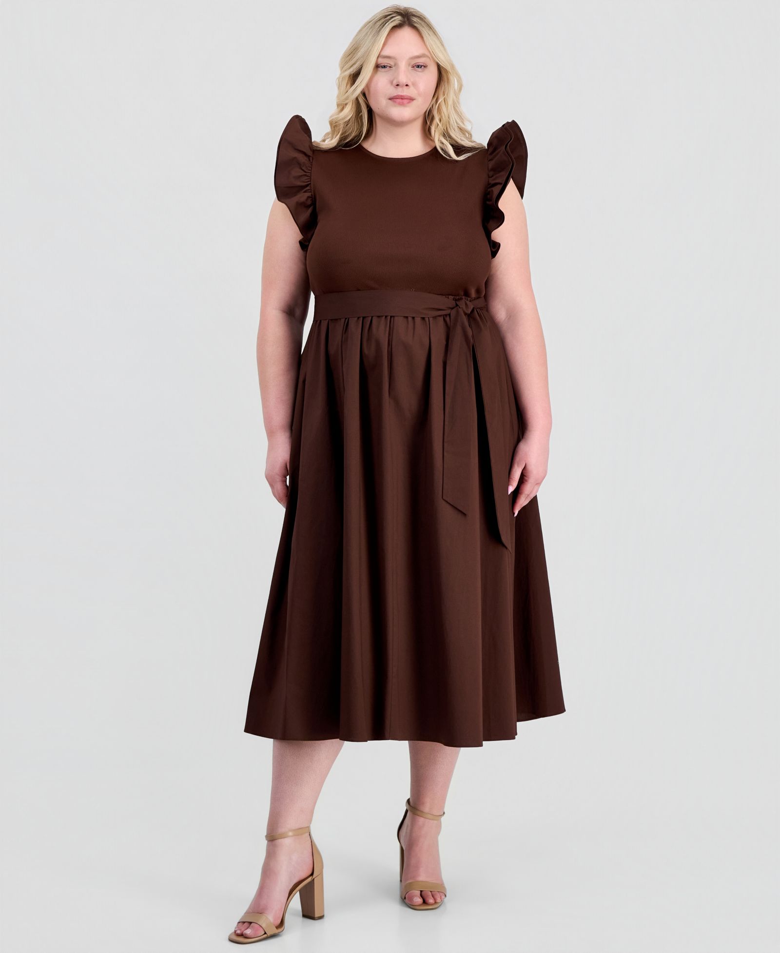 Платье миди Anne Klein Plus Size Mixed Knit Woven