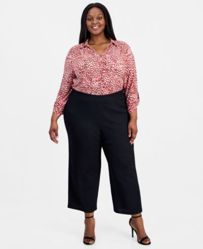 Брюки Anne Klein Plus Size с завышенной талией и широкими штанинами