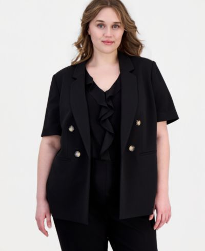 Anne Klein Plus Size Блейзер с открытым передом с коротким рукавом