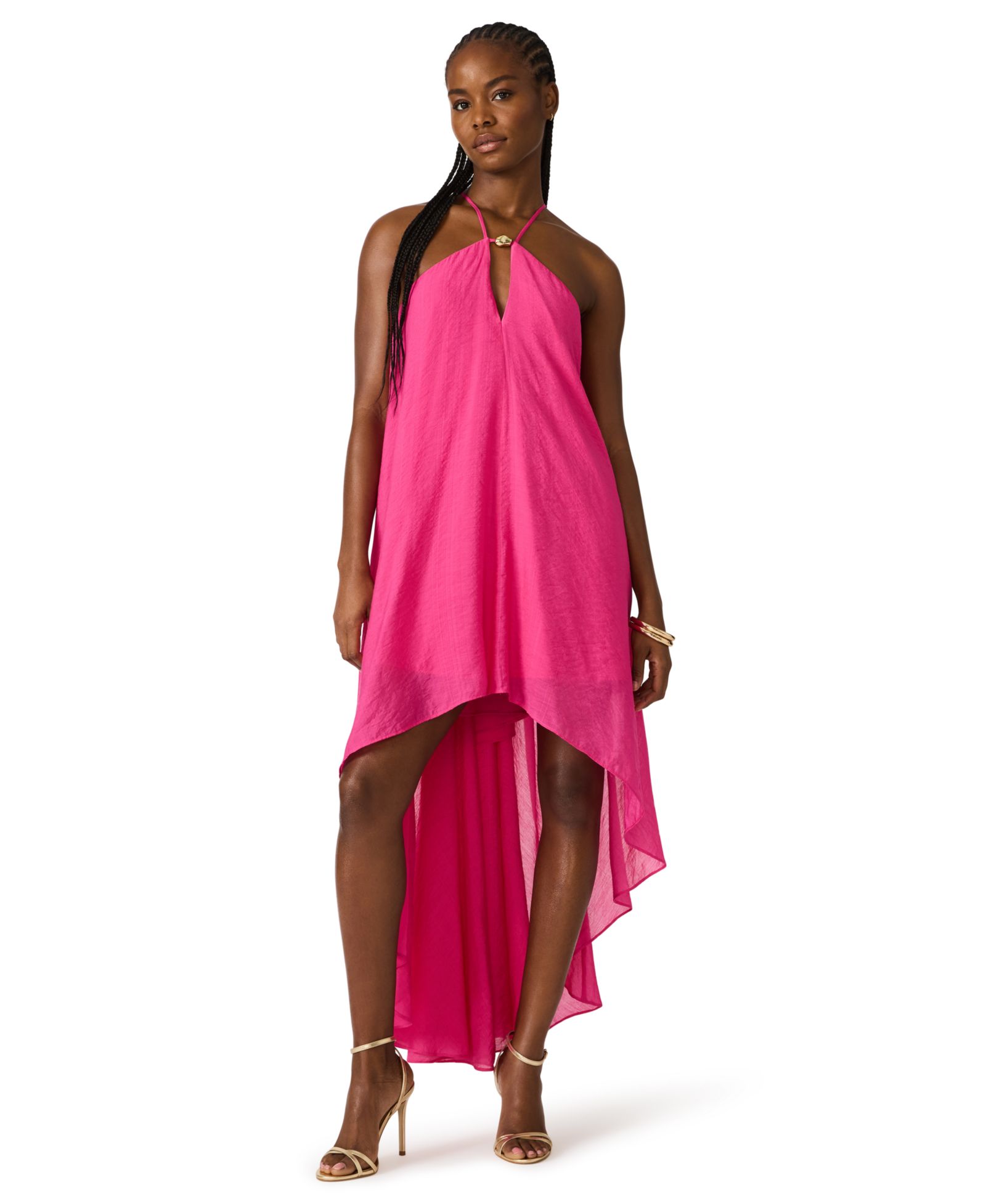 Steve Madden Halter Neck Sleeveless High-Low Asymmetric Dress