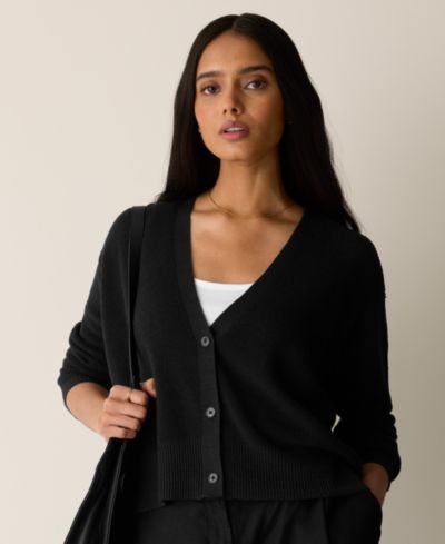 Eileen Fisher Women's Boxy V-Neck Long-Sleeve Cardigan