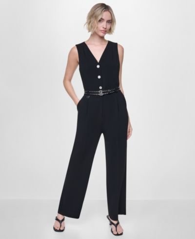 Комбинезон DKNY Women's Textured Belted Sleeveless Jumpsuit