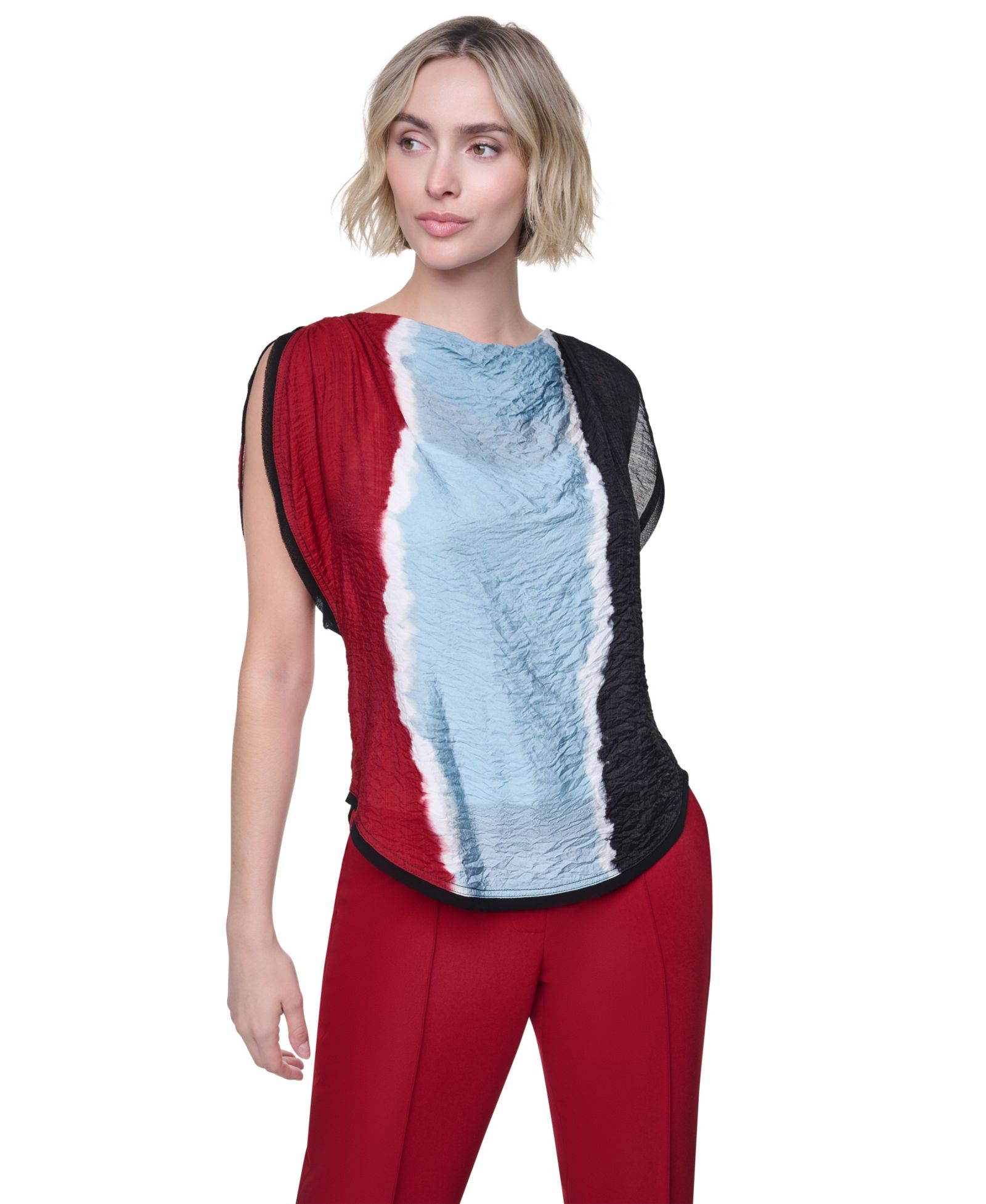 DKNY Women's Voile Flutter Short-Sleeve Top