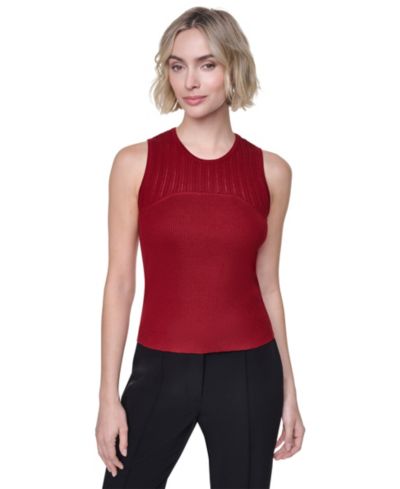 DKNY Женский трикотажный топ без рукавов с отделкой yoke