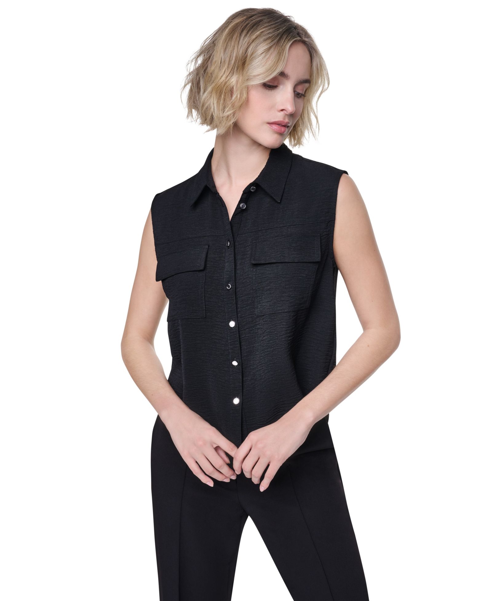 DKNY Women's Washer Collared Top