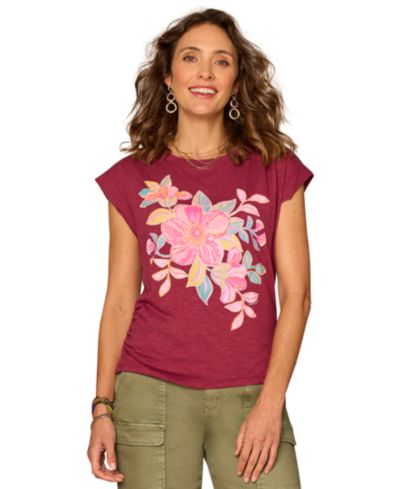 Democracy женский топ Democracy Petite Floral Print Crewneck Knit