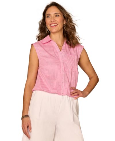 Democracy Petite Smocked Collar Woven Top