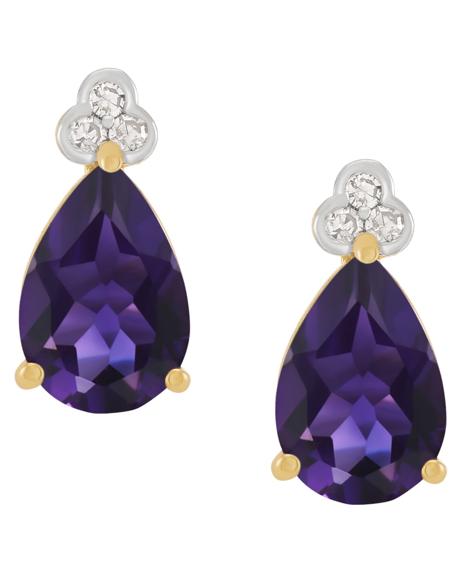 Macy's Amethyst (2-1/5 ct. t.w.) & Diamond Accent Stud Earrings in 14k Yellow Gold (Also Available in Multi-Stones)