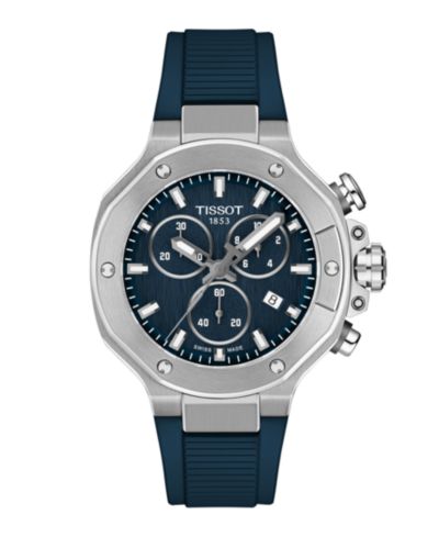 Tissot унисекс часы Quartz Chronograph Blue Dial Rubber Strap 38mm