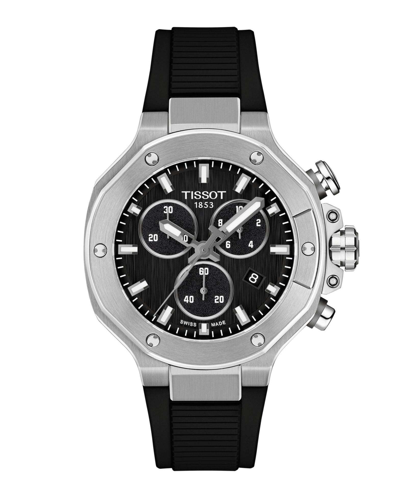 Tissot Unisex Black Dial Rubber Strap Watch, 38mm