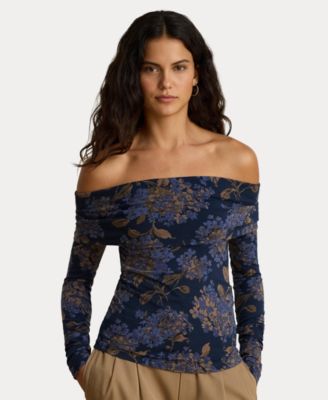Женский топ Lauren Ralph Lauren с открытыми плечами и длинным рукавом, цветочный принт
