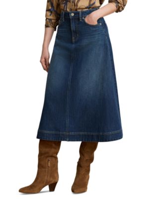 Женская джинсовая юбка lauren ralph Lauren a-line с высокой талией и длиной миди